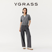 VGRASS秋冬新款 WISH系列 针织感绵羊毛混纺面料无腰节直筒裤