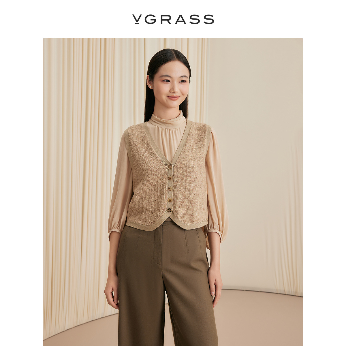 VGRASS维格娜丝秋季新款背心马甲搭配上衣女