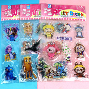 跨境拉布布贴纸美国山海经猎魔女团KPOP果冻立体泡泡贴纸贴画玩具