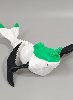 3D打印可动独角镰鲸海怪玩具摆件