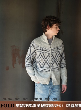 Manifold｜费尔岛提花100%羊毛拉链开衫毛衣针织内搭外套