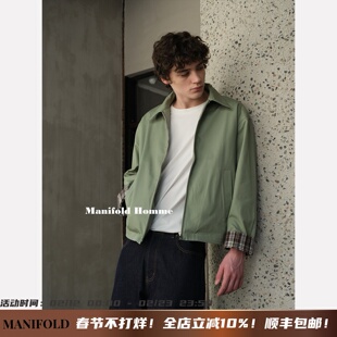 Manifold｜Cleanfit豆绿库里同款格纹拉链翻领工装夹克外套