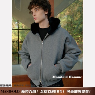 Manifold｜重磅进口安哥拉兔毛加厚保暖皮草毛领连帽夹克外套