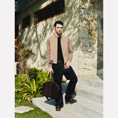 Manifold｜尼日利亚进口超细绒面混种羊皮简约老钱静奢拉链毛衣