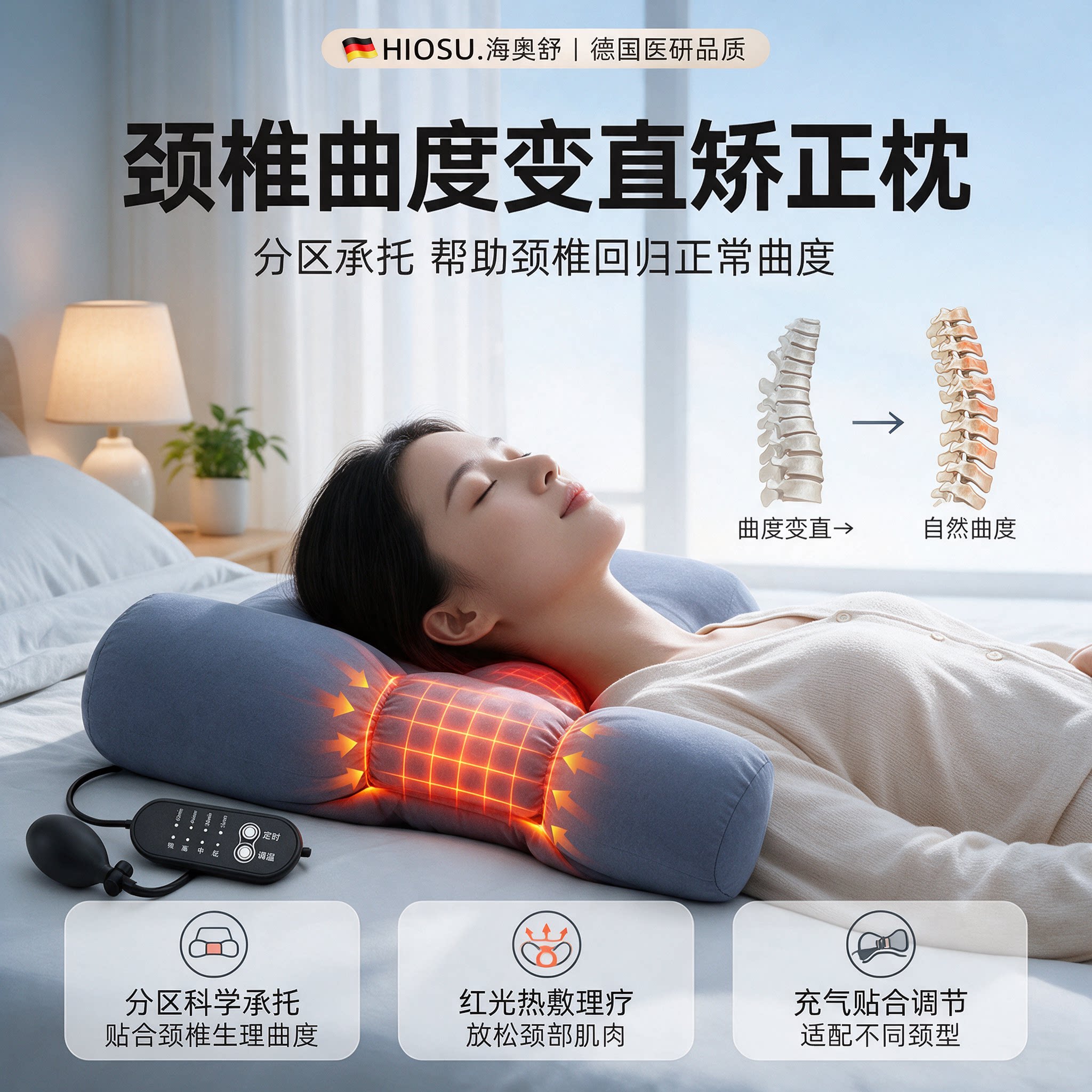 颈椎生理曲度变直矫正枕头颈椎疼酸痛反弓枕头牵引枕护颈椎助睡眠