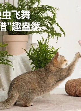 PawsHolic爪迷仿真昆虫逗猫棒伸缩长杆猫咪自嗨羽毛猫玩具猫用品