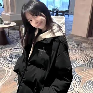美式立领羽绒棉服女大童冬季初中高中学生学院风百搭宽松外套棉袄