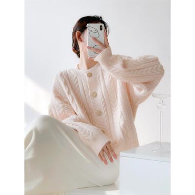 韩系多巴胺淡粉色毛衣外