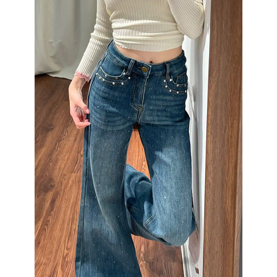 满天星烫钻钉珠微喇牛仔