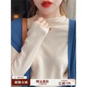 上衣薄卷针织品 长袖 秋冬女士半高领下摆衬衫 2025新款