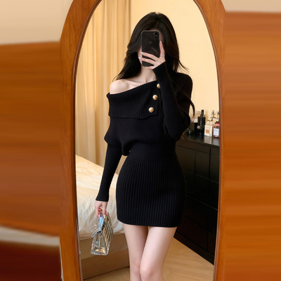 黑色针织包臀裙2026新款超好看的冬装洋装子女春季高级感小黑裙