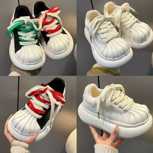 2026春新贝壳头丑萌大头鞋真皮百搭面包鞋松糕厚底增高休闲老爹鞋