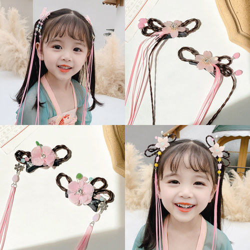 儿童汉服头饰女童古风夏古装辫子