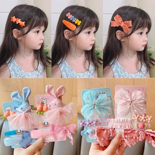 蝴蝶结女童发夹韩国新款 超仙网纱公主头饰儿童不伤发侧边刘海夹子