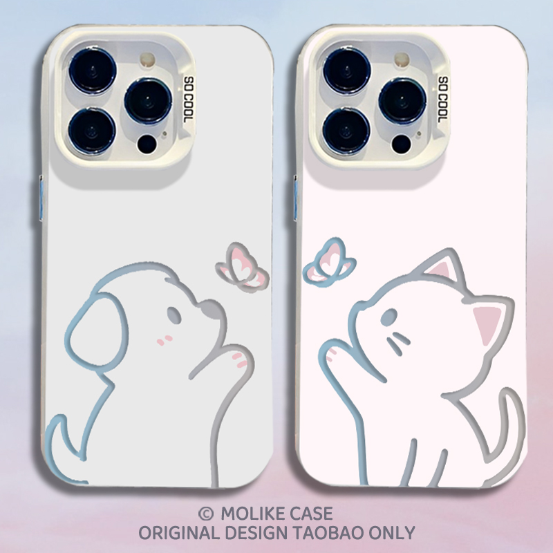 情侣蝴蝶小猫小狗适用小米17promax手机壳15ultra简约14新款13红米k80卡通70可爱60男女50至尊版note12防摔11