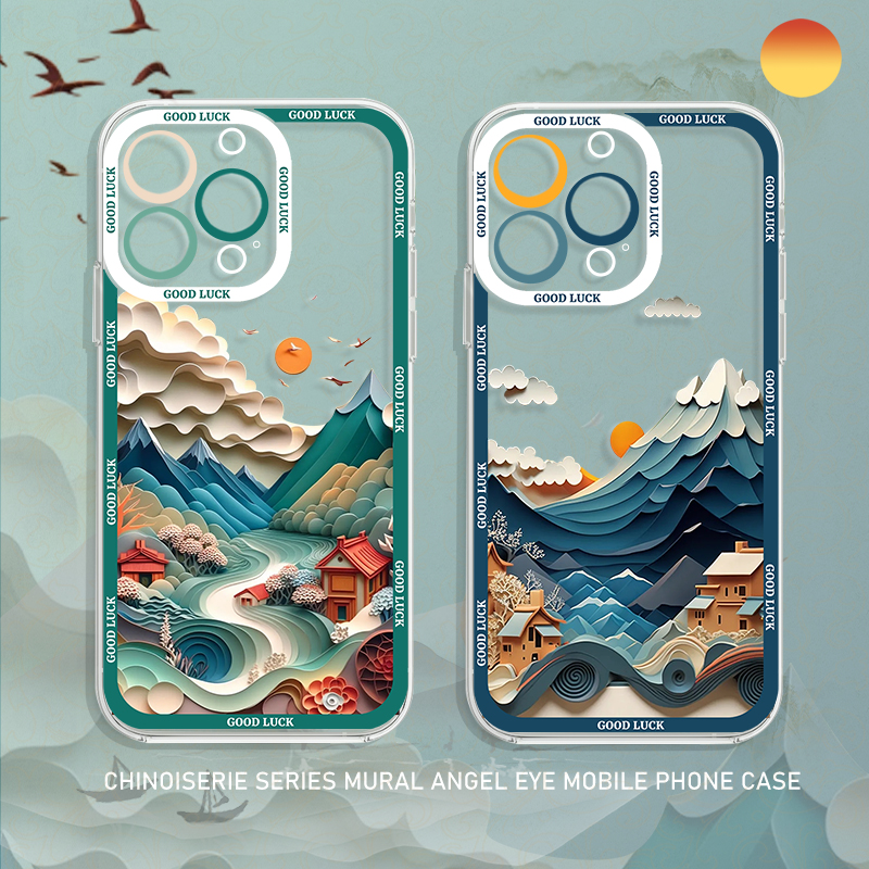 适用苹果手机壳雪山风景透明创意