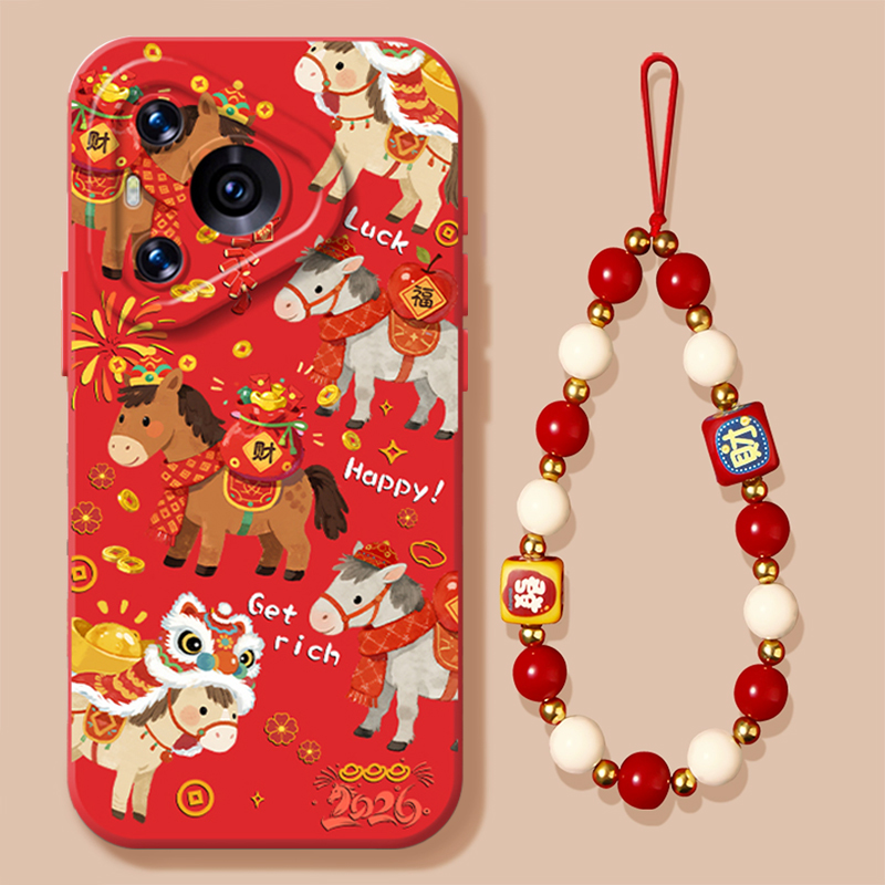 烟花小马适用华为pura80手机壳mate70pro马年nova14新款13本命年12荣耀400新年300卡通x60带50挂绳magic链套