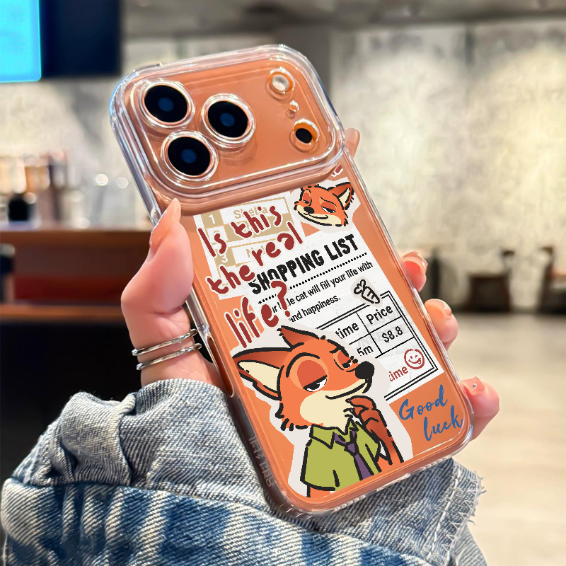 尼克朱迪适用苹果17橙色手机壳iPhone16promax疯狂动物城15新款14情侣13mini全包12透明11男x女xr/xs/8/7/air