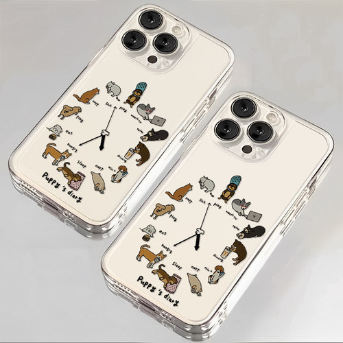 时钟猫狗适用苹果17手机壳iPhone16promax创意15新款14透明13简约12可爱11小众x卡通xr外壳xs保护8套7女mini