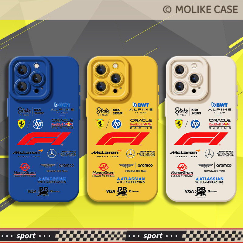 f1赛车适用苹果17promax手机壳iPhone16法拉利15新款14硅胶13mini奔驰12车队11车标x汉密尔顿xr男生xs防摔8/7