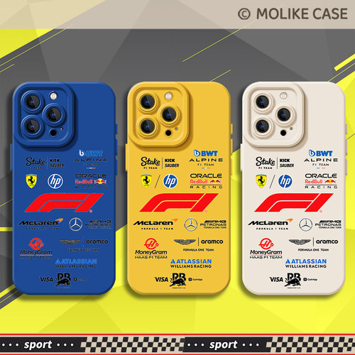 f1赛车适用苹果17promax手机壳iPhone16法拉利15新款14硅胶13mini奔驰12车队11车标x汉密尔顿xr男生xs防摔8/7