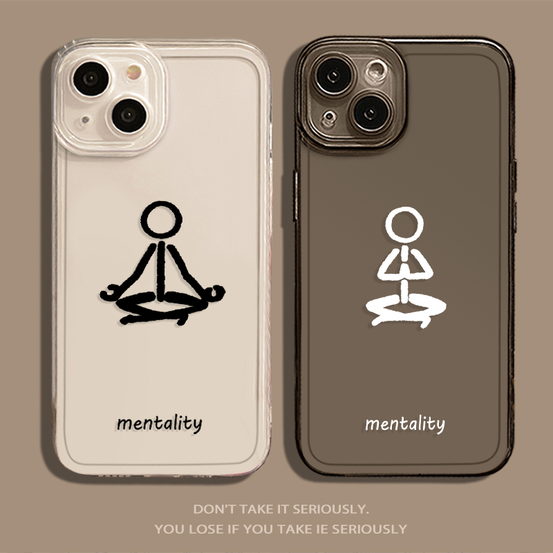 适用小米手机壳火柴人打坐透明套