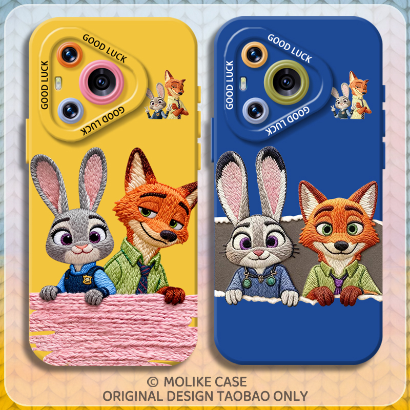 刺绣尼克朱迪适用华为mate80pro手机壳mate70疯狂60动物城50情侣40毛绒30荣耀magic8硅胶7/6/5新款X70/60/50+