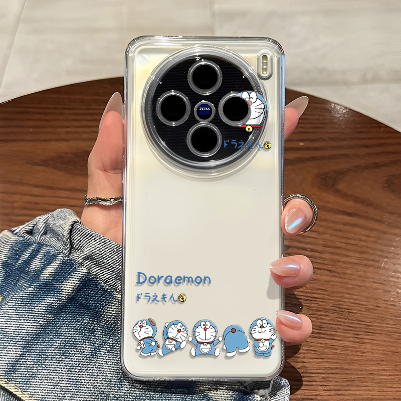 哆啦A梦适用vivox300pro手机壳x200mini卡通可爱x100s新款ultra全包透明x90小叮当80简约70机器猫60防摔50套