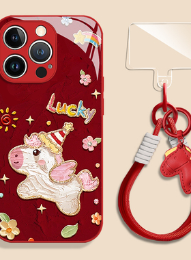 油画小马适用小米17promax手机壳15ultra马年14新款13红米k90新年80玻璃70本命年60至尊版50挂绳note12保护11