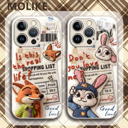 毛绒尼克朱迪适用小米17promax手机壳15ultra高级14新款13红米k90情侣80秋冬70兔子60至尊版50氛围note12感11