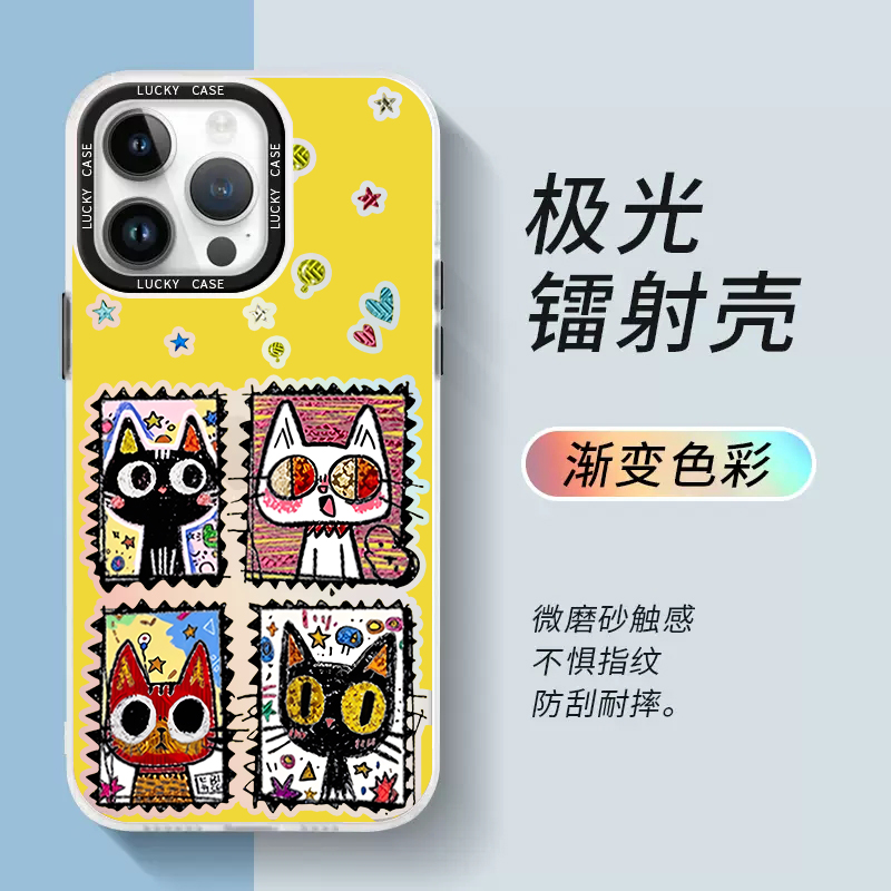 鎏金相框猫咪适用小米17promax手机壳15ultra镭射14新款13红米k90高级感80卡通70可爱60至尊版50女note12套11