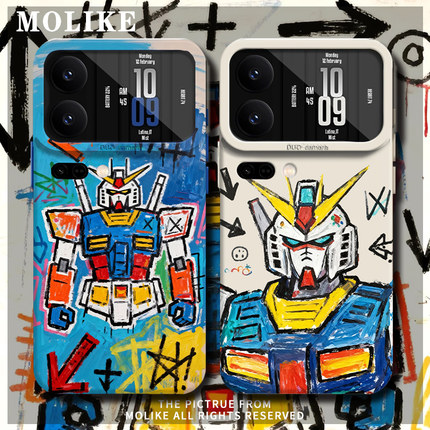 涂鸦高达适用小米17promax手机壳15ultra机动战士14新款13红米k90动漫80男生70二次元60至尊版50外note12套11