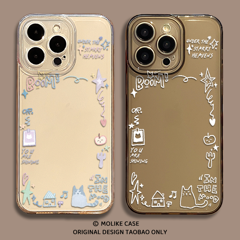 卡通猫咪相框适用苹果17情侣手机壳iPhone16promax拍立得15新款14放小卡13mini照片12透明11/x/xr/xs/8/7/air