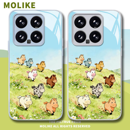 小马八骏图适用小米17promax手机壳15ultra卡通14新款13红米k90玻璃80马年70本命年60可爱50至尊版note12套11