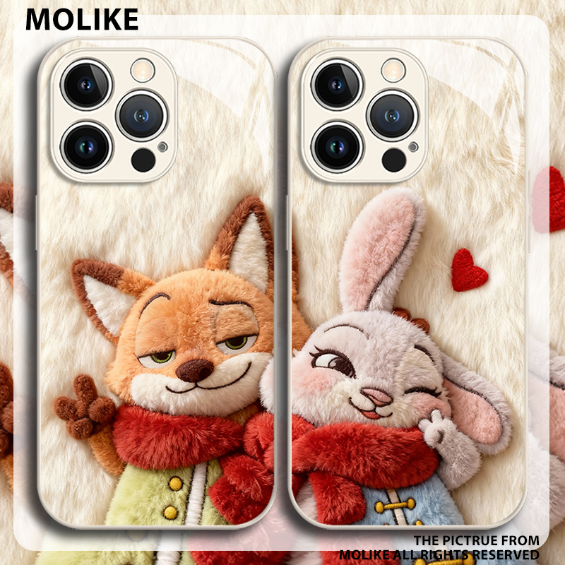 围巾尼克朱迪适用苹果17手机壳iPhone16promax秋冬15新款14疯狂动物城13mini男12情侣11女x玻璃xr/xs/8/7/air