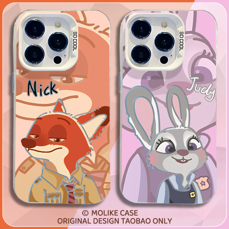 疯狂动物城朱迪尼克适用苹果17手机壳iPhone16promax情侣15新款14镭射13mini周边12卡通11男x女xr/xs/8/7/air