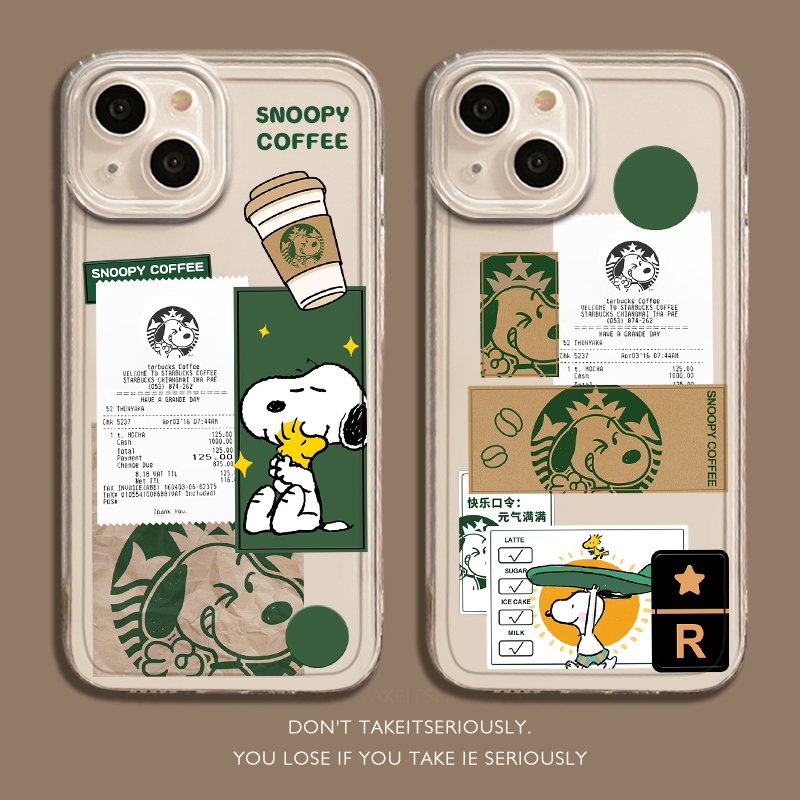 史努比snoopy适用苹果17promax手机壳iPhone16冰美式15pm情侣12卡通13mini可爱14咖啡x创意xr透明xs软8plus/7