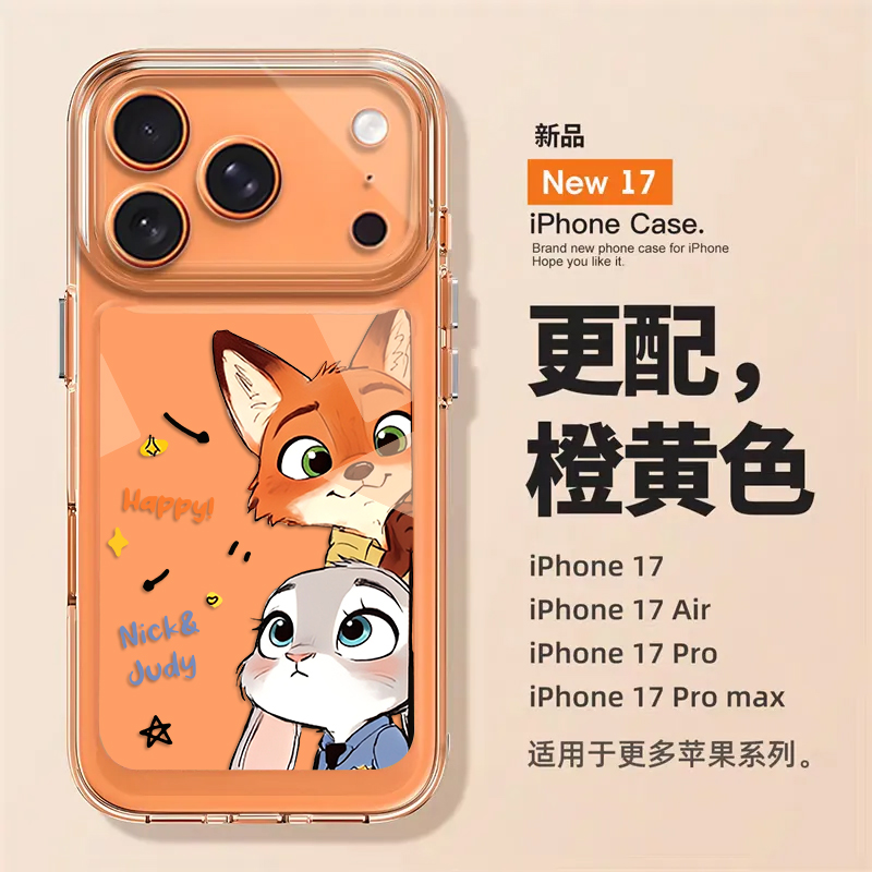 疯狂动物城2适用苹果17超火手机壳iPhone16promax尼克朱迪15新款14情侣13mini橙色12男女11套x/xr/xs/8/7/air