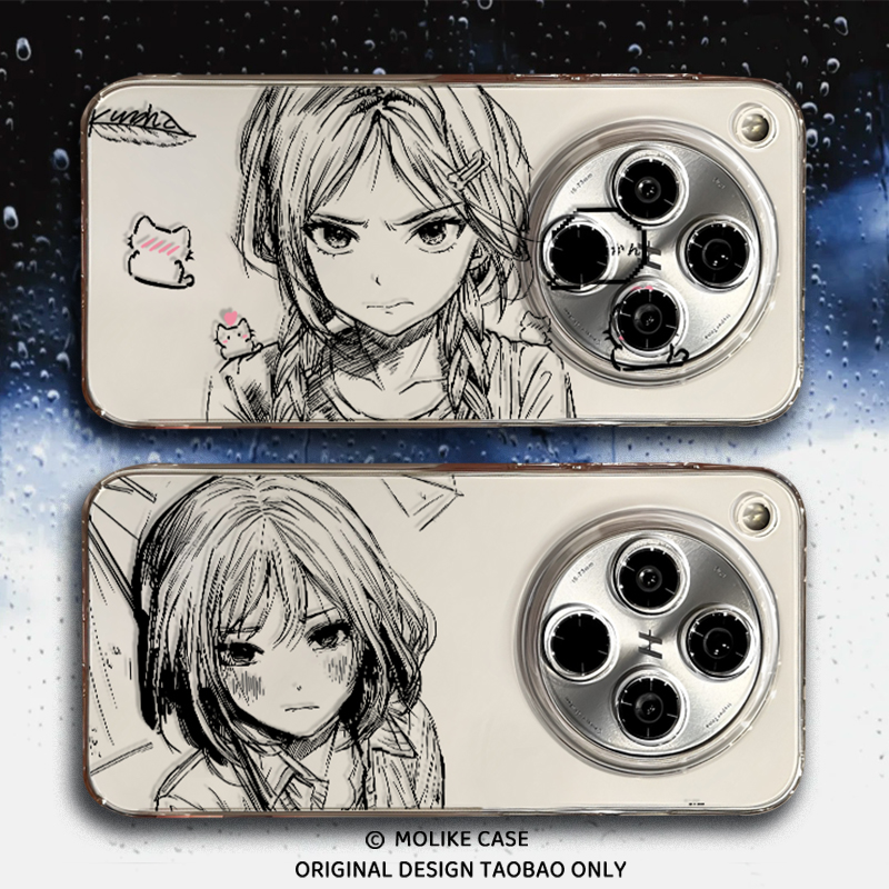 欲语Kuroha适用oppofindx9线稿手机壳findx8Ultra二次元7pro新款6动漫5日系4透明3漫画OPPO全包镜头s十保护+