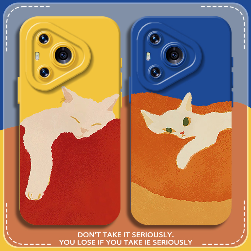 慵懒猫咪适用华为pura80手机壳mate70pro硅胶nova14情侣13创意12荣耀400小众300新款200男x60女50/magic7/6/5