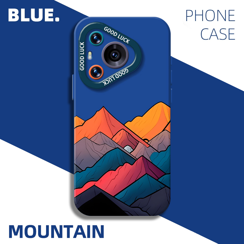 适用华为pura80手机壳mate70pro彩色山峰nova14新款13荣耀400蓝色300高级感200硅胶x60全包50超火magic7防摔