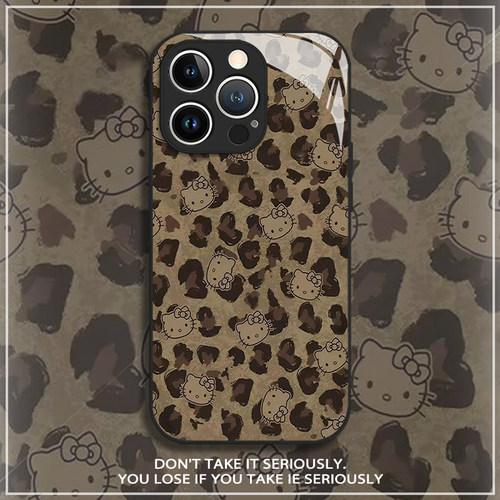 棕色豹纹kt猫适用华为pura80手机壳mate70pro美拉德nova14黑皮13秋冬12荣耀400女300套200/x60/50/magic7/6/5