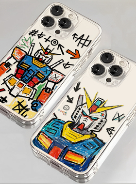 创意高达涂鸦适用iqoo15手机壳13透明z9turbo动漫12手绘11s一加ace6新款neo10pro男生1+2卡通3v/9/8/7/5/vivo