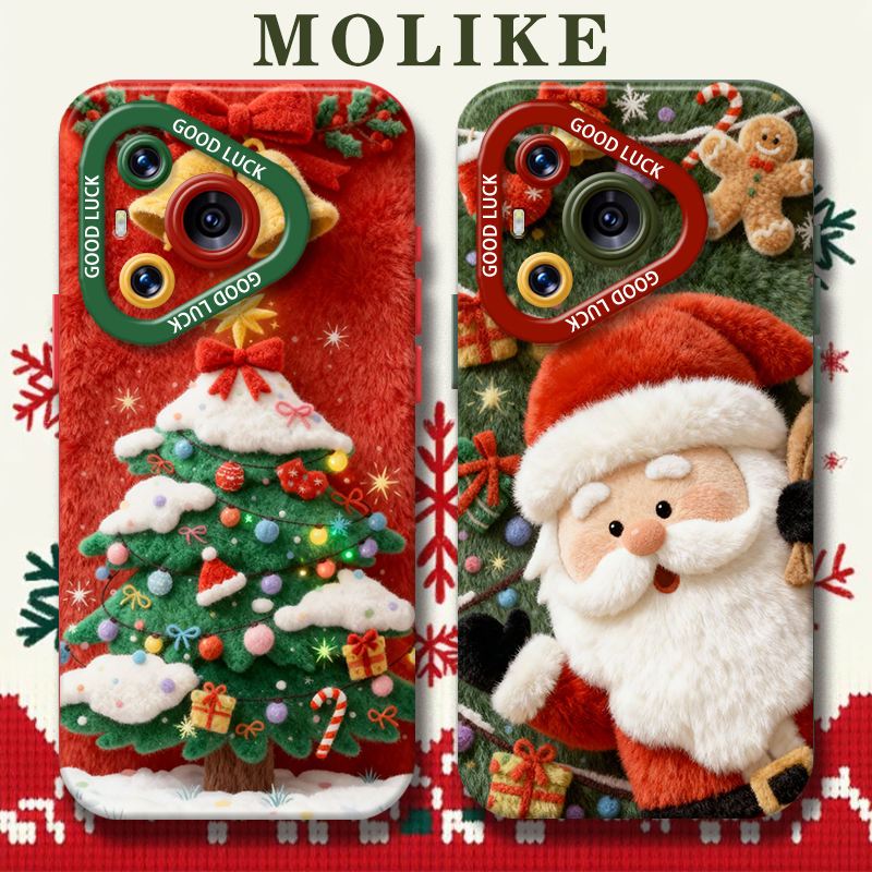 毛绒圣诞老人适用华为pura80手机壳mate70pro硅胶nova14新款13圣诞树12荣耀400节300/200/x60/50/magic8/7/6