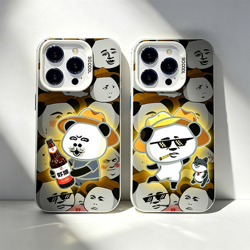 虾仁动漫适用iqoo15手机壳13发光熊猫头z9turbo搞怪12创意11s一加ace6新款neo10pro镭射1+2套3v/9/8/7/5/vivo
