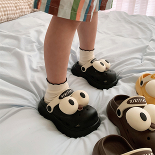 洞洞鞋 个性 百搭软厚底儿童夏季 户外包头凉拖鞋 大眼睛男童女童时尚