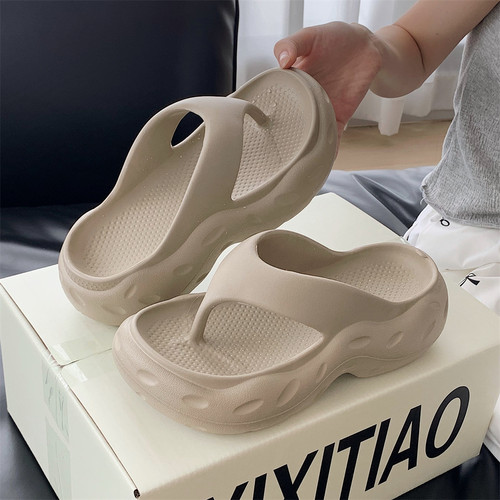 夏季简约纯色海边防滑沙滩人字拖