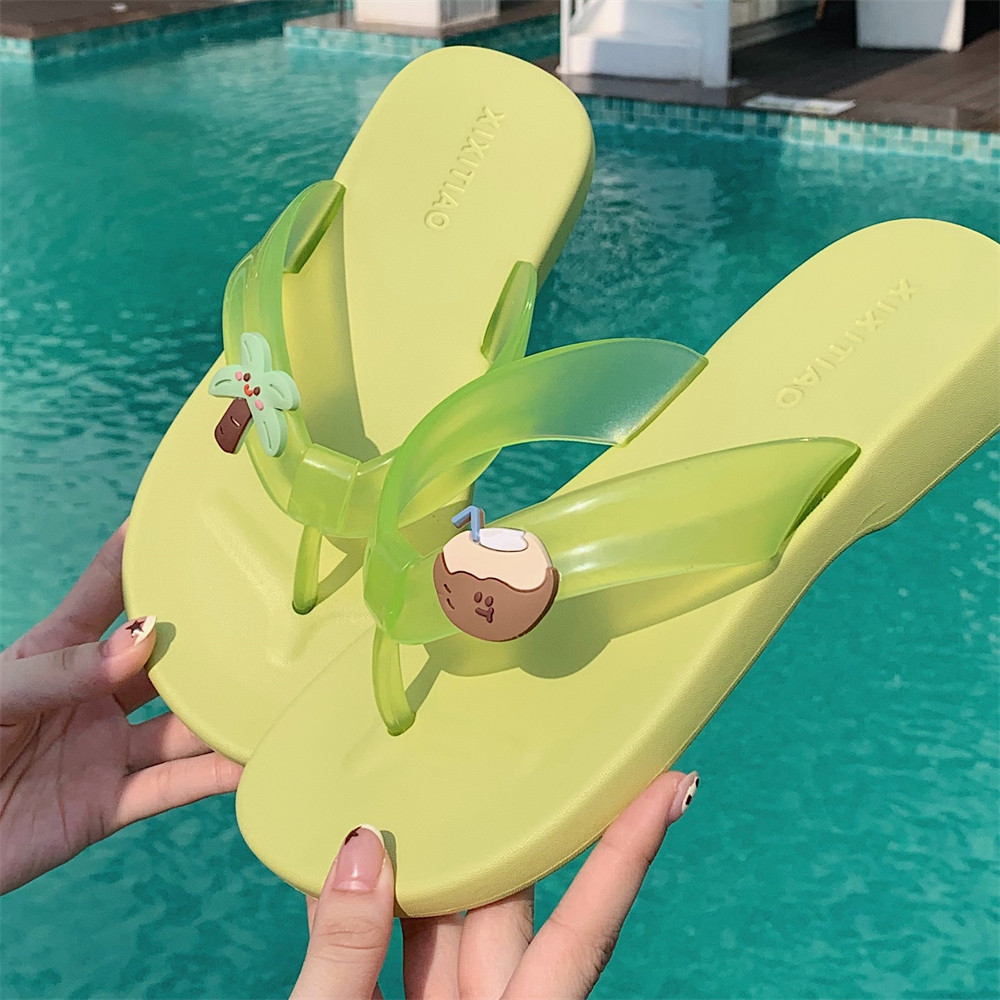 休闲防臭夏季女士人字拖防滑软底百搭网红创意椰树椰子夹脚凉拖鞋,女鞋,人字拖,淘宝优惠券,粉丝福利购,淘宝优惠卷