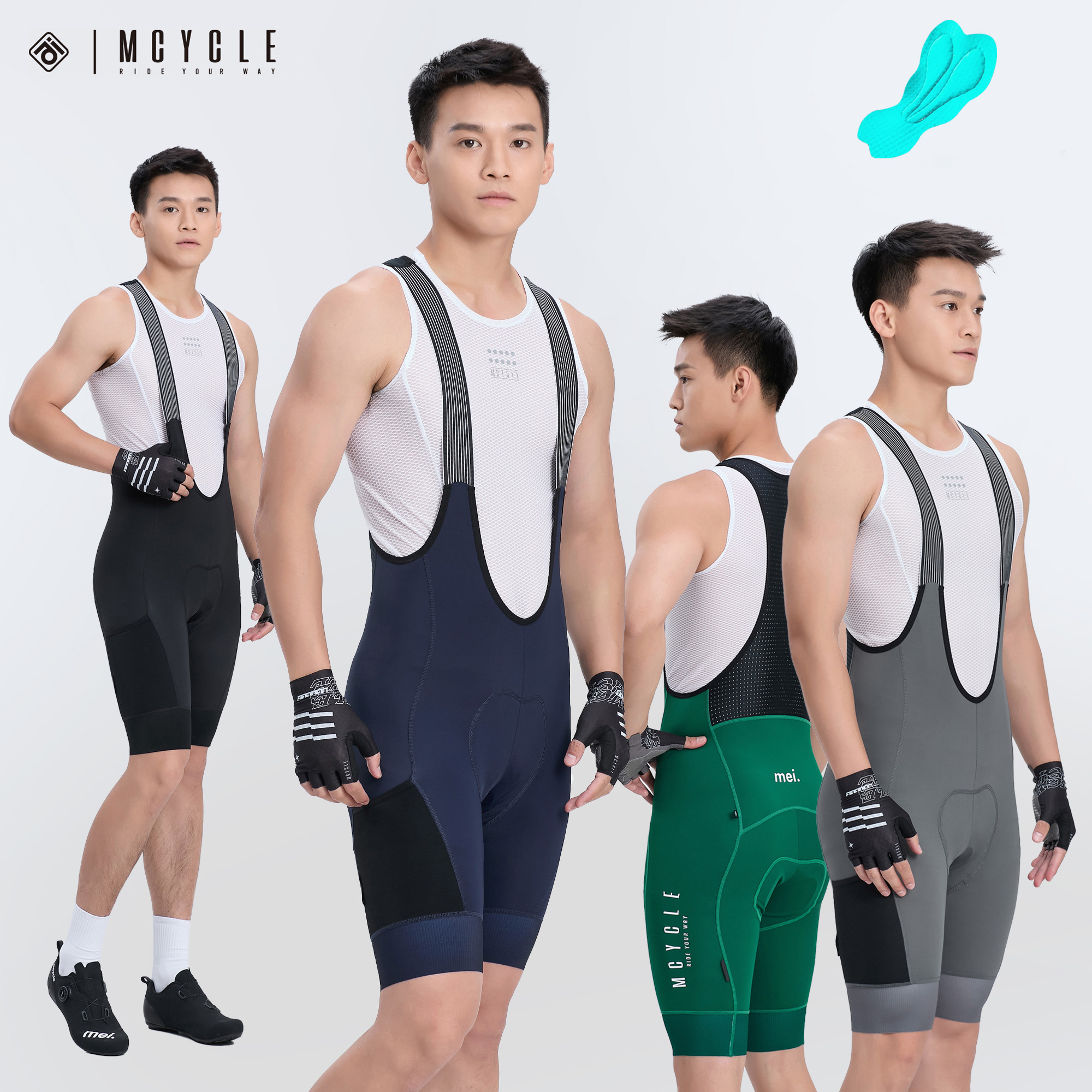 魅骑mcycle骑行背带短裤男女自行车公路车夏季海绵裤垫短裤