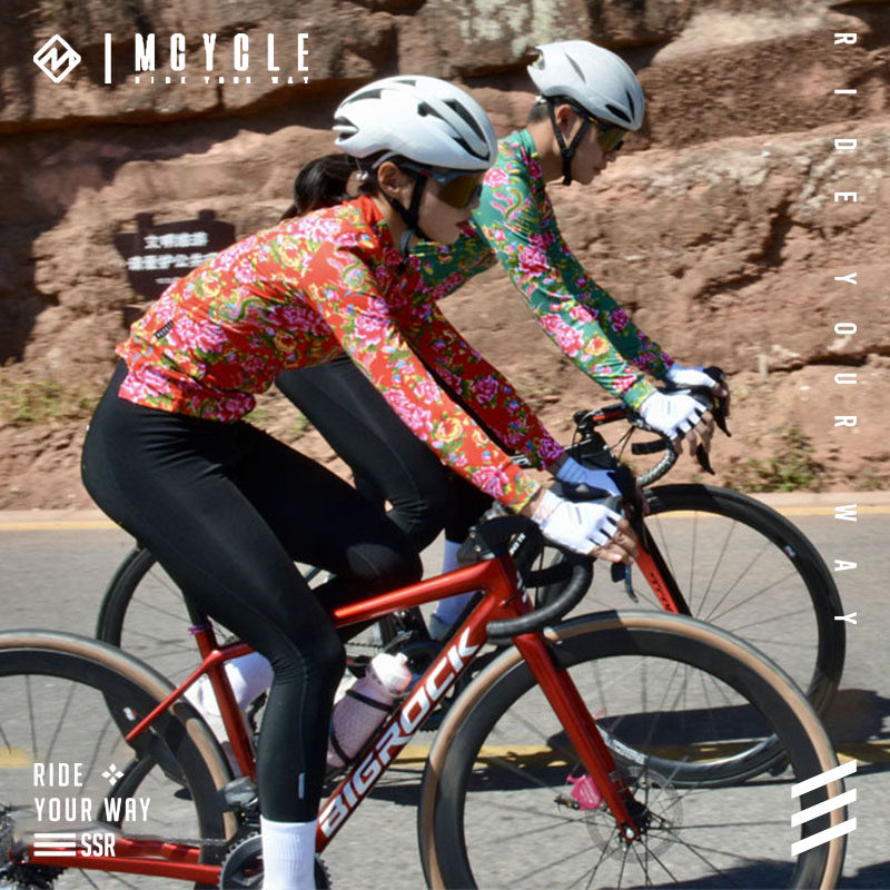 魅骑MCYCLE抓绒骑行服长袖男女秋冬花棉袄东北自行山地车服保暖